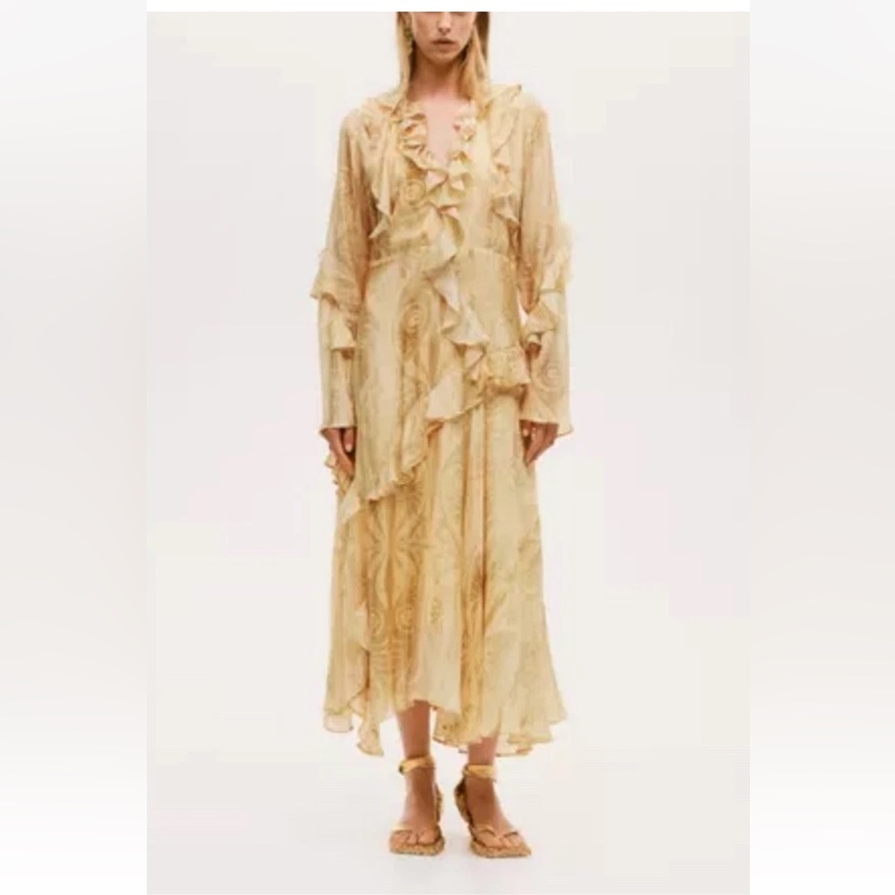 H&M Studio Dress Boho Resort Ruffled SS24 Sz L